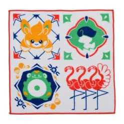 Pokemon Center Original Mini Hand Towel Paldea Tile Pattern -Red-