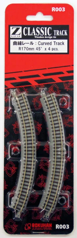 Rokuhan R003 R170mm 45 Curved Track (4 Pcs.) (Z Scale)