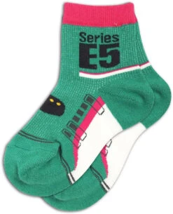Railway Socks For Kids (Tetsushita Long) Series E5 Hayabusa (Size 15-21cm) Mesh Type