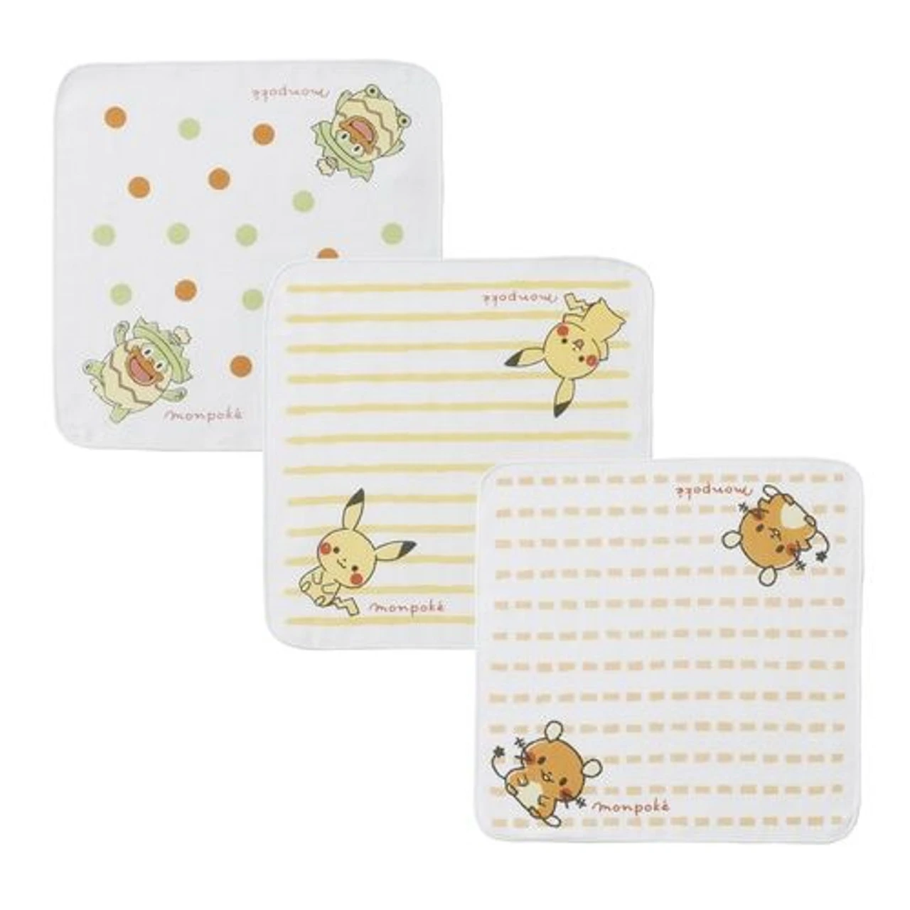 Pokemon Center Original Monpoke Gauze Handkerchief 3 Pieces Set 1 Pokemon Center Original Monpoke Gauze Handkerchief 3 Pieces Set