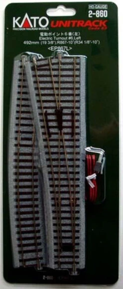 Kato 2-860 Powered Left Turnout #6 With Radius Curve EP867L (HO Scale)