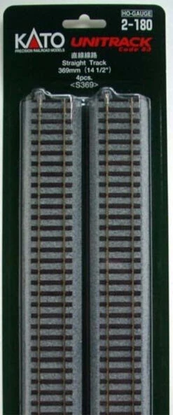 Kato 2-180 369mm (14 1/2') Straight Track S369 (4 Pcs.) (HO Scale)