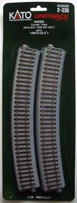 Kato 2-230 670mm (26 3/8') Radius 22.5 Curve Track R670-22.5 (4 Pcs.) (HO Scale)