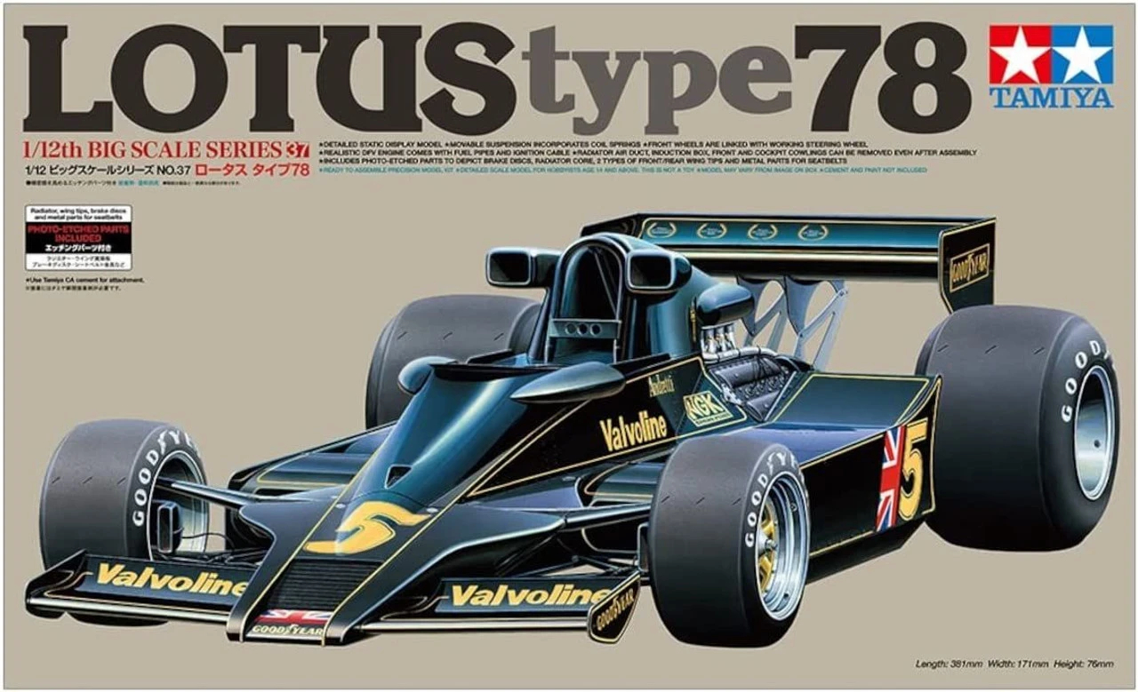 Tamiya 1/12 Lotus Type 78 W/Photo Etched Parts Plastic Model 1 Tamiya 1/12 Lotus Type 78 W/Photo Etched Parts Plastic Model