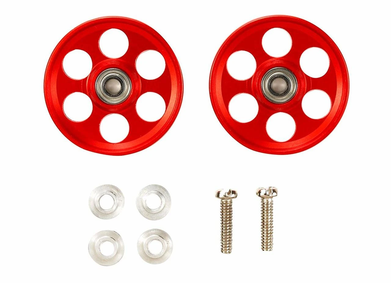 Tamiya Mini 4WD 95404 HG Lightweight Aluminum Ball-Race Rollers 19mm (Ringless/Red) 2 Tamiya Mini 4WD 95404 HG Lightweight Aluminum Ball-Race Rollers 19mm (Ringless/Red) - Image 2