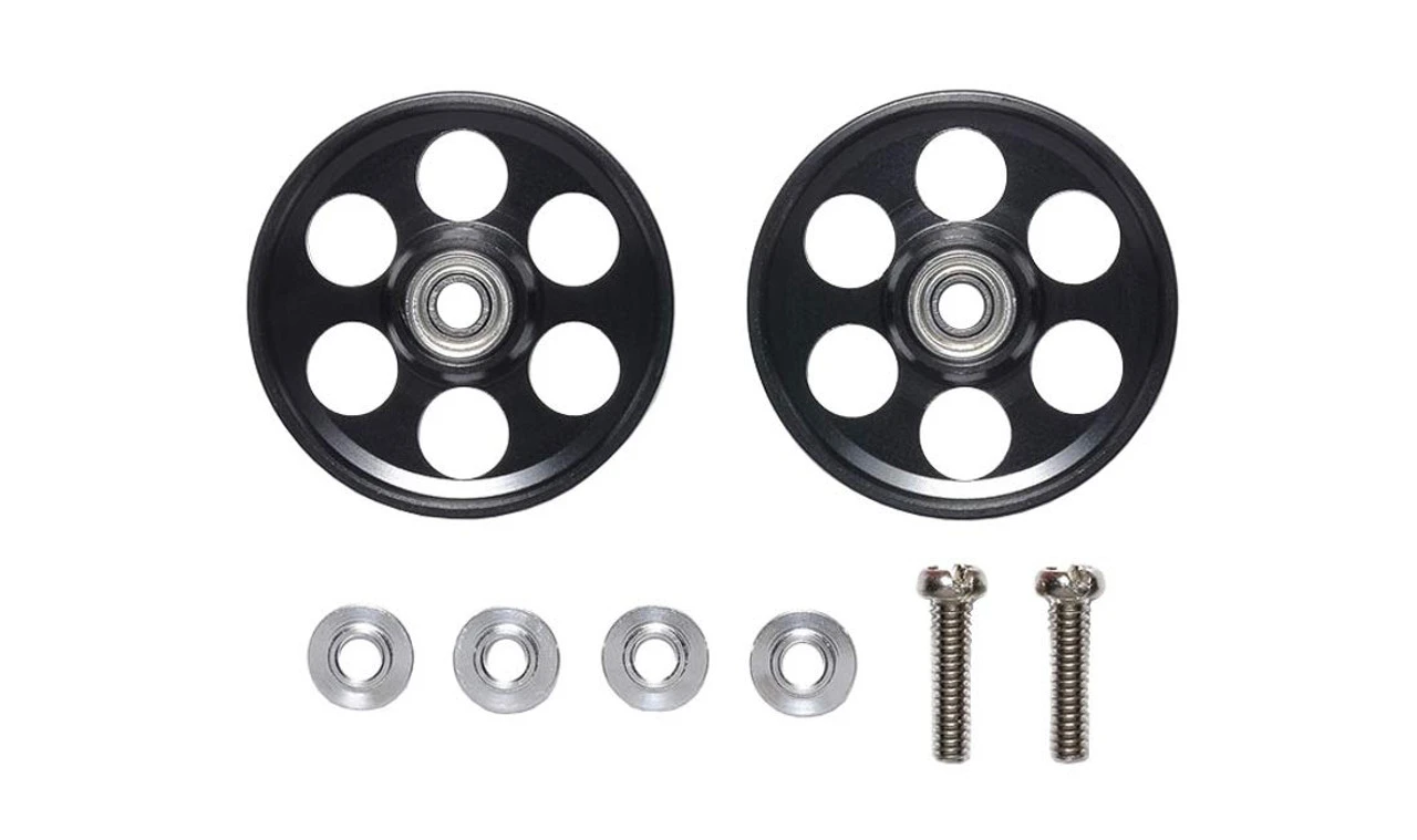 Tamiya 95498 Mini 4WD HG Lightweight 19mm Aluminum Ball-Race Rollers (Ringless/Black) 1/32 2 Tamiya 95498 Mini 4WD HG Lightweight 19mm Aluminum Ball-Race Rollers (Ringless/Black) 1/32 - Image 2