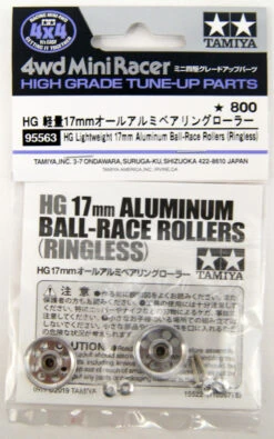 Tamiya 95563 Mini 4WD 17mm Aluminum Ball-Race Rollers (Ringless)