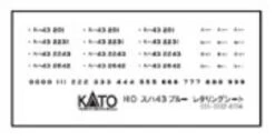 Kato 1-551J Lettering Sheet For SUHA 43 (1ps.) (HO Scale) ASSY