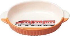 Banko Ware (Banko-yaki) Oval Dish For Kids Bullet Train Red