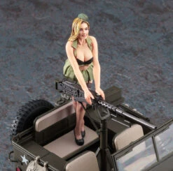 Hasegawa 1/24 1/4 Ton 4x4 Truck (Cal. 50 Caliber M2 Machine Gun) W/Blonde Girl's Figure Plastic Model -Model Toys 4967834522831 5d4bfd9a9be804696140fd7a937af4d4 40497.1705389439