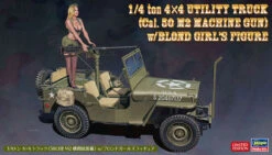 Hasegawa 1/24 1/4 Ton 4x4 Truck (Cal. 50 Caliber M2 Machine Gun) W/Blonde Girl's Figure Plastic Model