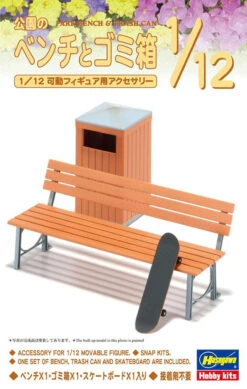 Hasegawa 1/12 Park Bench & Trash Can Plastic Model